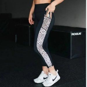 Zyia Black Leopard Print Brilliant High Rise Crop Legging